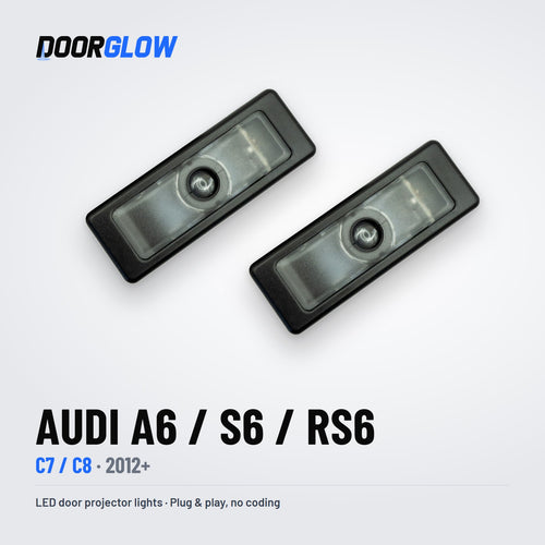 DoorGlow LED door projector lights for the Audi A6 / S6 / RS6 C7/C8 — two lights, lens side