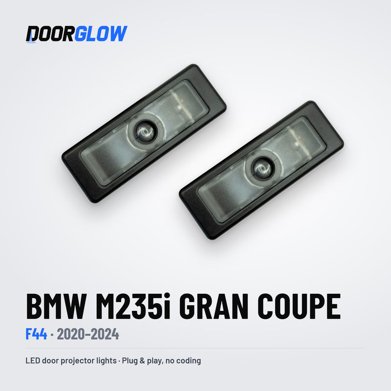 DoorGlow LED door projector lights for the BMW M235i Gran Coupe F44, two lights, lens side
