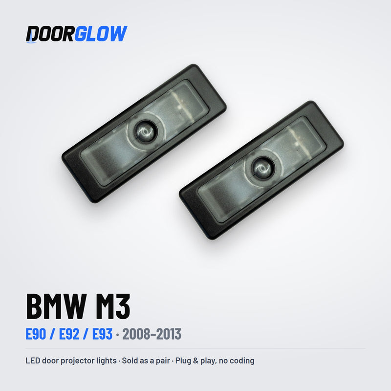 DoorGlow LED door projector lights for the BMW M3 E90/E92/E93, two lights, lens side