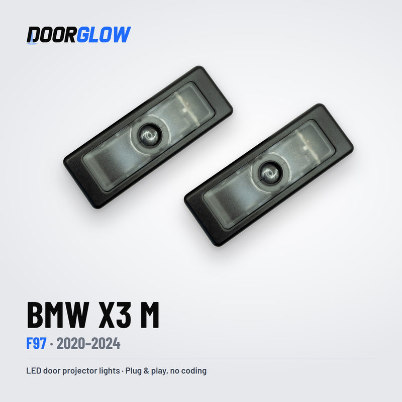 DoorGlow LED door projector lights for the BMW X3 M F97 — two lights, lens side