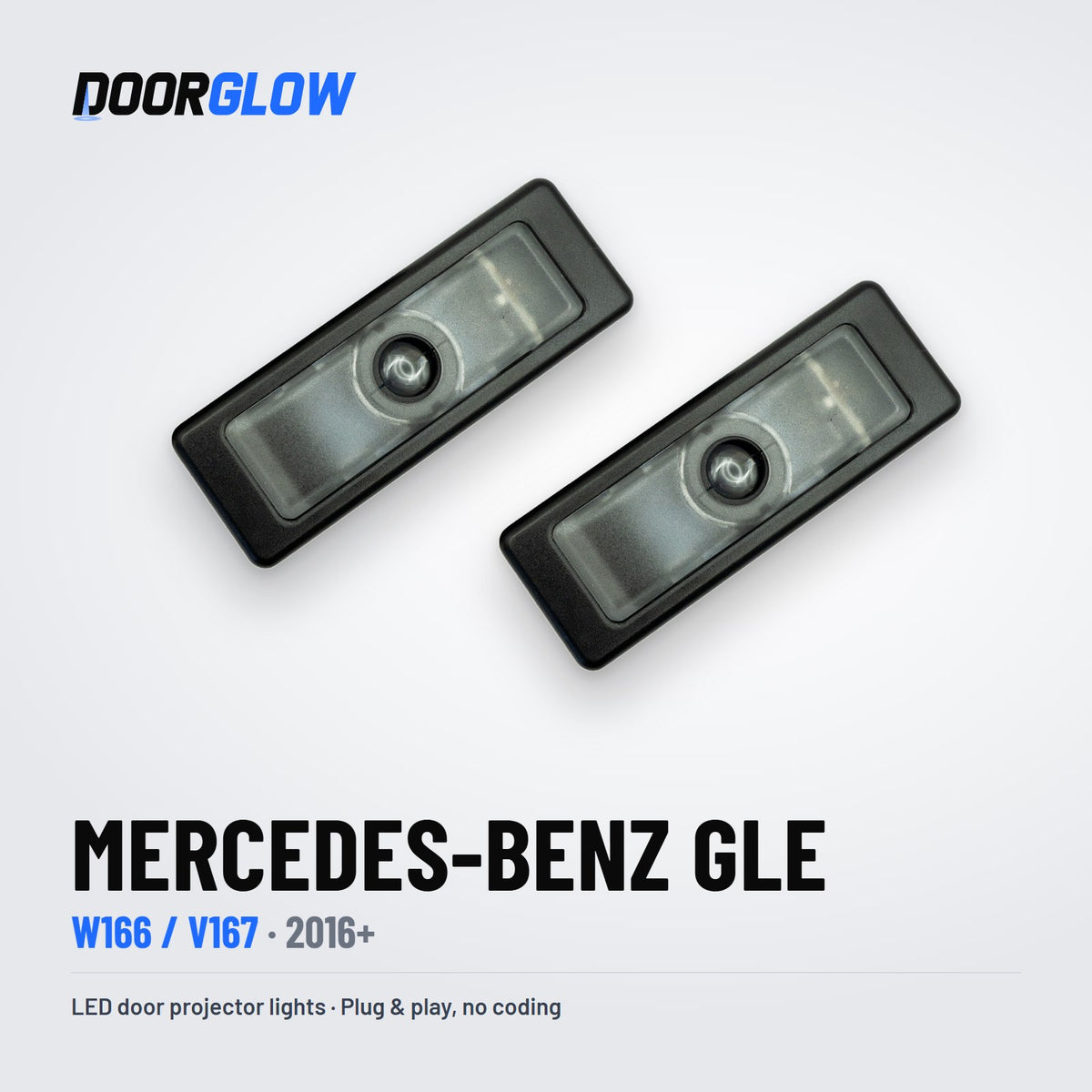 DoorGlow LED door projector lights for the Mercedes-Benz GLE W166/V167 — two lights, lens side